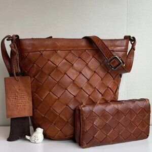 Genuine Leather Crossbody With Matching Wallet NWOT